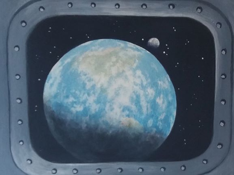 Challenge_Earth seen through a window from space